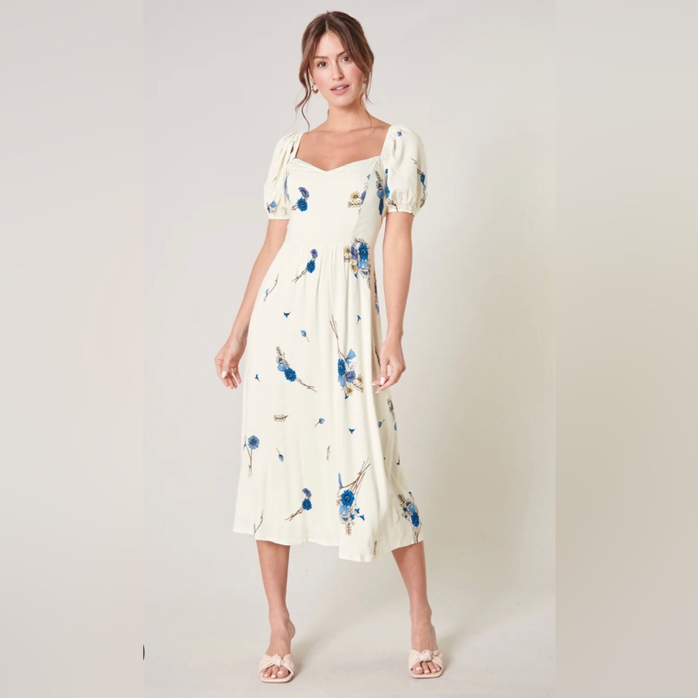 Sugarlips Alessi Puff Sleeve Midi Dress. Size Small.